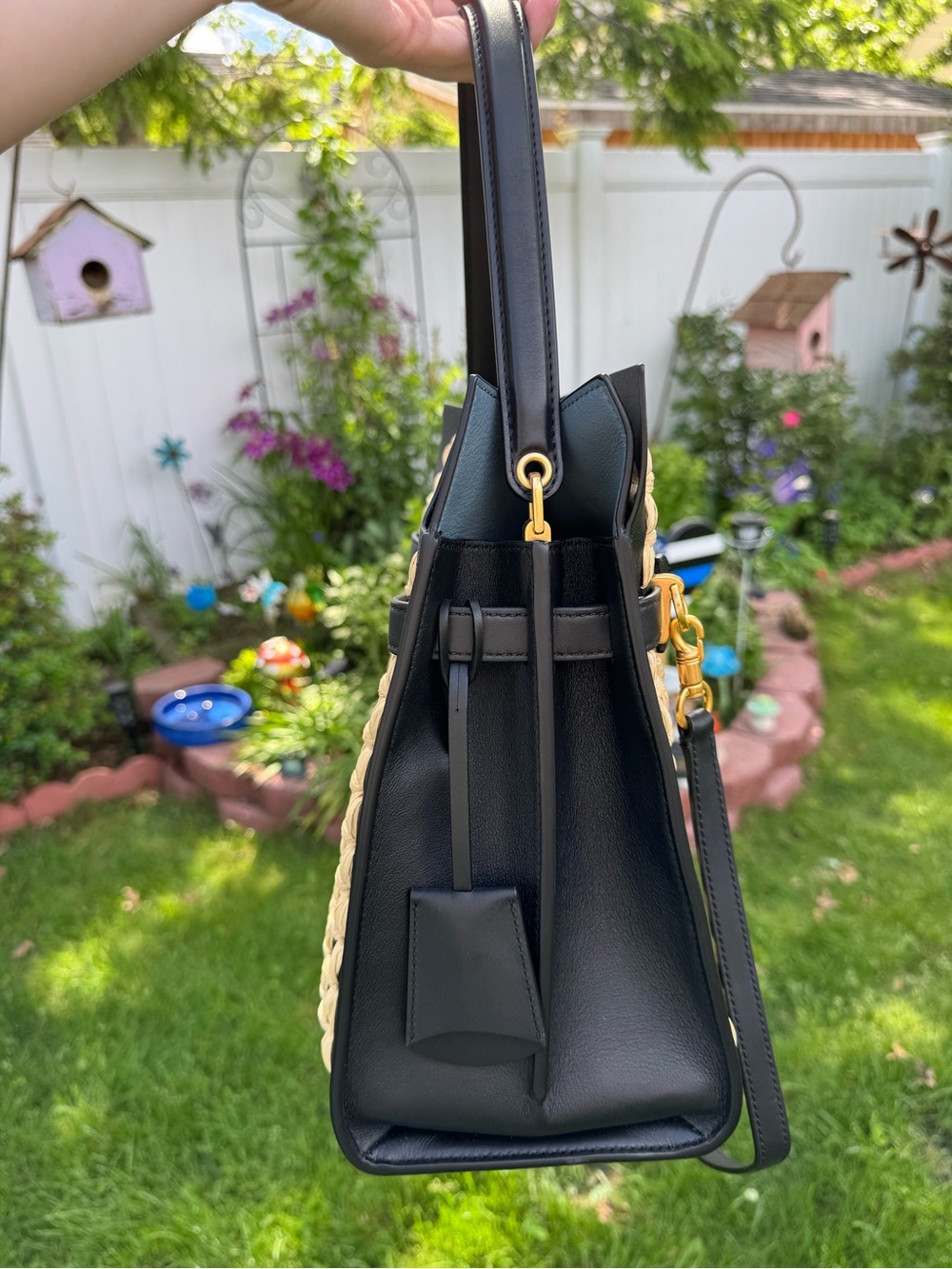 Tory Burch Lee Radziwill Raffia Punch Double Bag - Picture 3 of 15